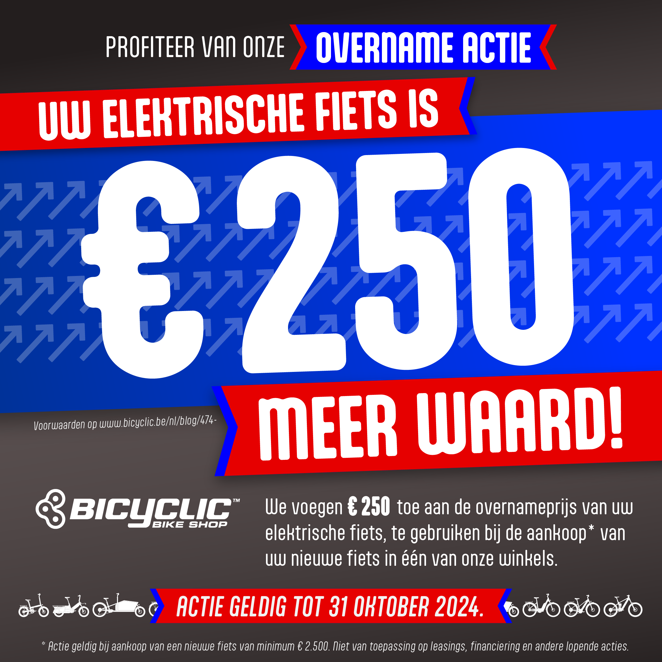 Overname Actie - Geniet € 250 extra bij de overname van uw elektrische fiets!