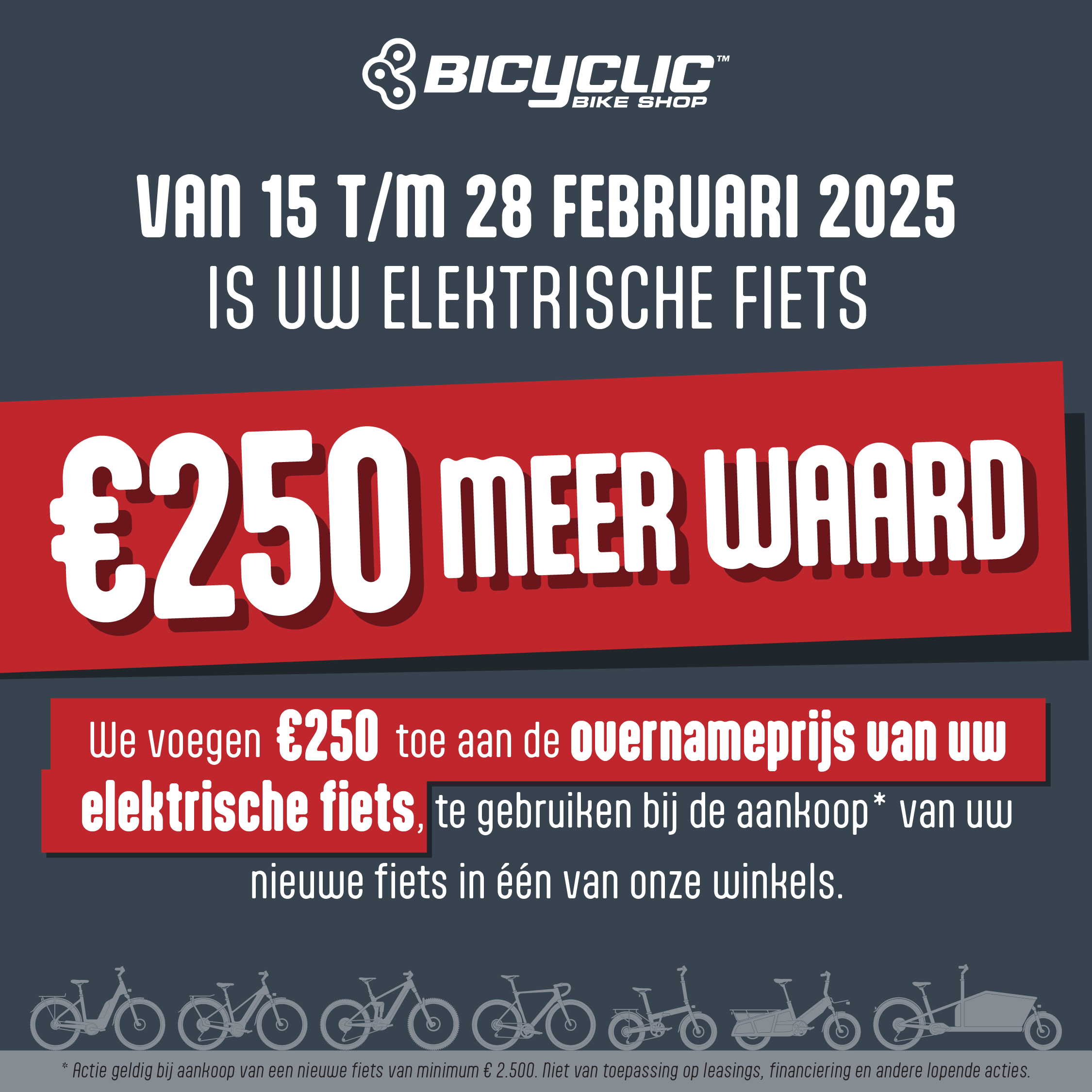 Overname Actie - Geniet € 250 extra bij de overname van uw elektrische fiets!